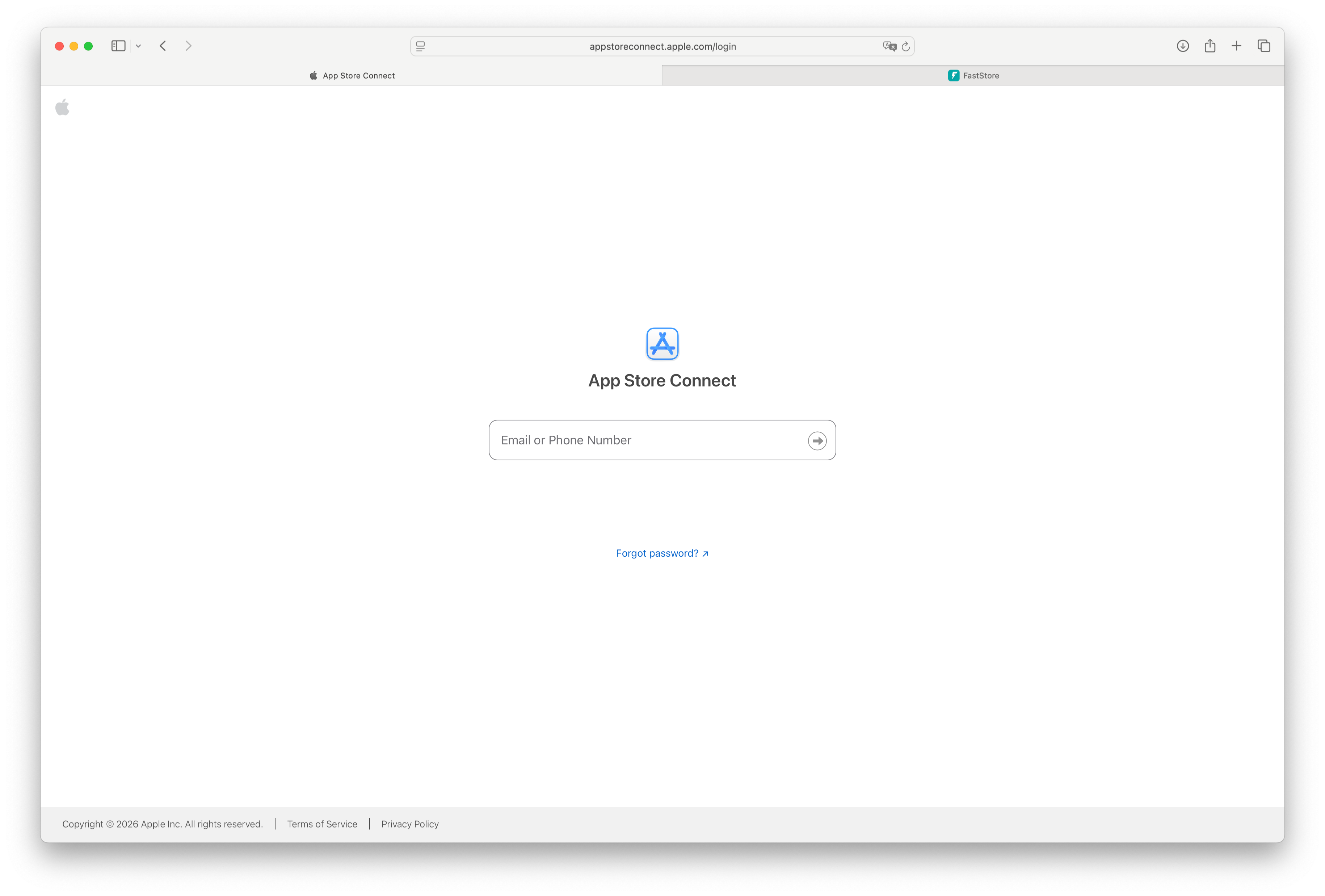 Log in to App Store Connect