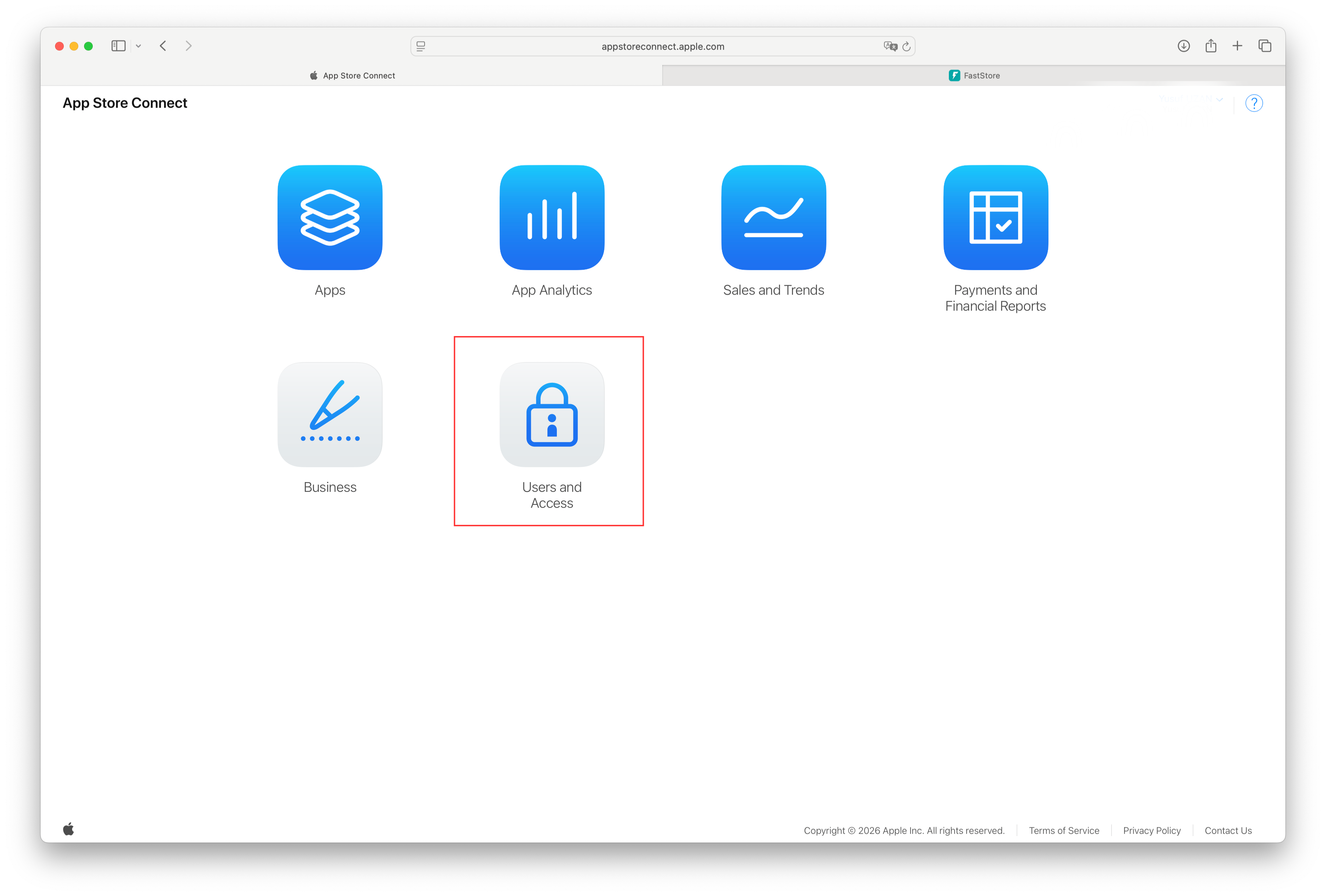 Click Users and Access